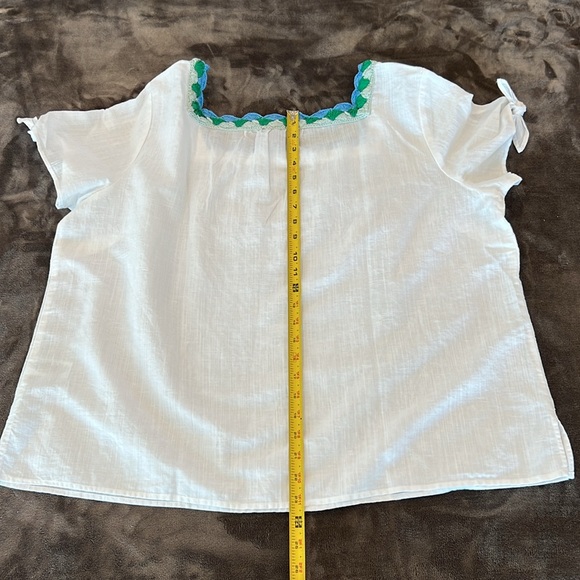 🎉Host Pick 2x🎉Talbots White Crochet Trim Neckline Linen Top-Size 2X Plus Petite - Picture 10 of 12